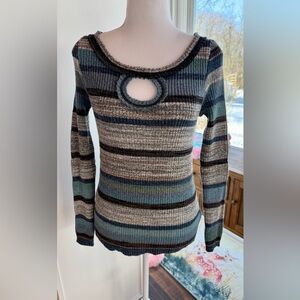 Free People EUC Sunshine daydream sweater in navy combo Size M